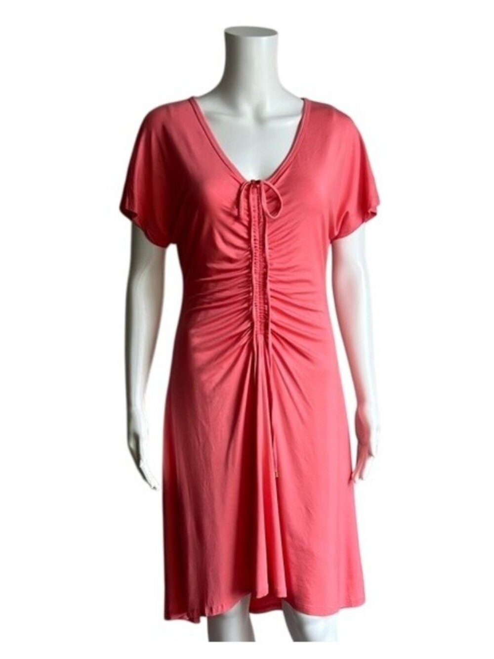 Trina Turk Ruched Tie Front Dress in Pink Dawn Size S